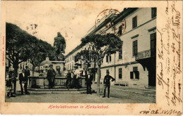 T2/T3 1901 Herkulesfürdő, Herkulesbad, Baile Herculane; Herkulesbrunnen / Herkules Kút. Hutterer G. Kiadása / Spa, Fount - Ohne Zuordnung