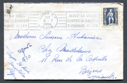 RC 26231 ALGERIE 1954 ALGER R.P. OBLITÉRATION MECANIQUE AIDEZ LA LIGUE CONTRE LE CANCER SUR LETTRE POUR LA FRANCE - Covers & Documents
