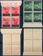 LUOGOTENENZA 1945 QUARTINE MONUMENTI DISTRUTTI SOPRASTAMPATI  L. 1,20 SU C. 20 E L. 2 SU C. 25 MNH ** SASSONE 524/525 - Nuovi