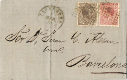 52558. Carta Entera TARRAGONA 1879. Fechador Trebol, Rombo Puntos. Impuesto De Guerra - Lettres & Documents