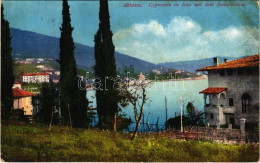 * T2/T3 1913 Abbazia, Opatija; Cypressen In Icici Mit Dem Sanatorium (Rb) - Zonder Classificatie