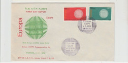 1970 N. 1 BUSTA EUROPA CEPT PREMIERJOUR D'E MISSION FIRST DAY COVER ERSTTAGSBRIEF 1°GIORNO EMISSIONE TURKIYE CUMHURIYETI - 1970