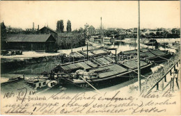 * T2/T3 1901 Nagybecskerek, Zrenjanin, Veliki Beckerek; Béga Részlet, Uszályok. Oldal Felvétele / Bega Riverside, Barges - Ohne Zuordnung