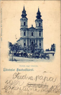T2 1900 Szabadka, Subotica; Terézia Nagy Templom, Lovas Kocsik. Heumann Mór Kiadása / Church, Horce Carts - Unclassified