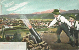 T3 1905 Klagenfurt (Kärnten), General View. Montage With Boys And Cannon (Rb) - Non Classés