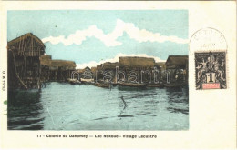 * T2/T3 Village Lacustre, Lac Nokoué / Lakeside Village, Canoes (creases) - Unclassified