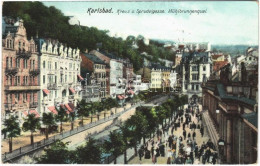 T3 1909 Karlovy Vary, Karlsbad; Kreuz U. Sprudelgasse, Mühlbrunnenquai / Street View (Rb) - Unclassified