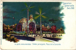 ** T2/T3 1900 Paris, Exposition Universelle, La Porte Monumentale, Place De La Concorde, Litho (non PC) - Non Classés