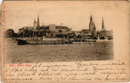 * T3 Riga, Duna-Quai / Quay, Steamship, Church. Lichtdruck U. Verlag Von Hebensperger & Co. No. 261. (Rb) - Non Classés