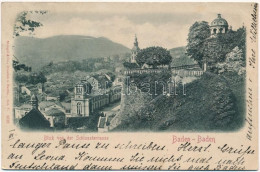 T2/T3 1900 Baden-Baden, Blick Von Der Schlossterrasse / General View From The Castle Terrace. Emb. (EK) - Non Classés