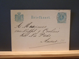 ENTIER/243   BRIEFKAART   NEDERLAND NAAR ANTWERPEN VERSO P.B. PAR ANVERS 1879 - Postwaardestukken