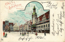 T2/T3 1901 Leipzig, Marktplatz / Market Square. Bruno Bürger & Ottillie Lith. Anst. (EK) - Ohne Zuordnung