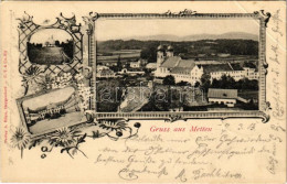 T3 1905 Metten, General View, Church, Castle. Verlag A. Högn C. T. & Co. 352. Art Nouveau, Floral (EB) - Sin Clasificación