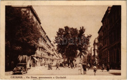 T2/T3 1939 Catania, Via Etna, Monumento A Garibaldi / Street View, Monument, Statue, Automobile, Shops (EK) - Zonder Classificatie