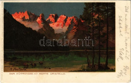 T2/T3 1904 Lago Di Landro, Dürrensee (Südtirol); Der Dürrensee Mit Monte Cristallo / Lake, Mountains. Aquarell Künstler- - Ohne Zuordnung