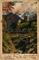 T2/T3 1904 Merano, Meran (Südtirol); Schloss Goyen / Castel Gaiano / Castle. Künstlerpostkarte Von Tirol J.F.A.B. Litho  - Ohne Zuordnung