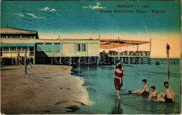 T2/T3 1925 Venezia, Venice; Lido, Grande Stabilimento Bagni, Bagnanti / Beach, Bathing Peoaple (EK) - Unclassified
