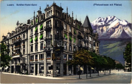 ** T2/T3 Lucerne, Luzern; Schiller-Hotel-Garni, Pilatusstrasse Mit Pilatus / Hotel, Street View, Mountain. E. Goetz Kuns - Zonder Classificatie