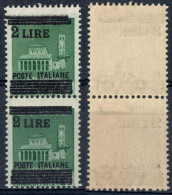 LUOGOTENENZA 1945 COPPIA MONUMENTI DISTRUTTI SOPR.L. 2 / C. 25 VARIETÀ PRIMA SBARRETTA SPOSTATA MNH SASSONE 525d/525 - Nuovi