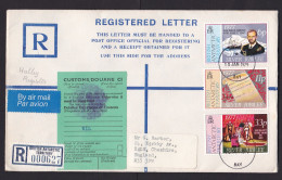 British Antarctic Territory BAT: Registered Cover To UK, 1979, 3 Stamps, C1 Customs Label, Via Falklands (traces Of Use) - Storia Postale