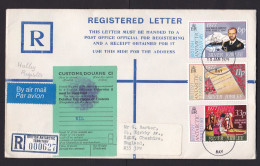 British Antarctic Territory BAT: Registered Cover To UK, 1979, 3 Stamps, C1 Customs Label, Via Falklands (traces Of Use) - Covers & Documents