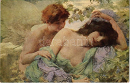 T2/T3 1917 Amor U. Psyche / Erotic Nude Lady Art Postcard S: H. Böttinger (EK) - Sin Clasificación