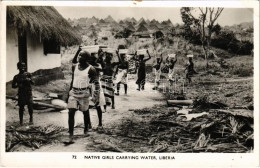 T2/T3 Liberia, Native Girls Carrying Water. African Folklore. Quasie T. Vincent (EK) - Sin Clasificación