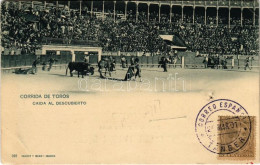 T4 1901 Corrida De Toros, Caida Al Descubierto / Spanish Folklore, Bullfight, Matadore. Hauser Y Menet (Madrid) 392. TCV - Ohne Zuordnung