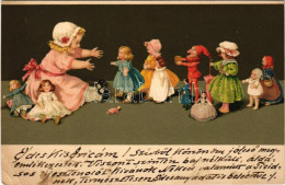 * T4 Kislány Játékbabákkal / Girl With Dolls. Meissner & Buch Künstler-Postkarten Serie 2000. Puppenmütterchen Litho (vá - Sin Clasificación