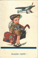 T2/T3 Karjaidba Repülök! / Children Art Postcard, Airplane. EAS Nr. 2106. (EK) - Unclassified