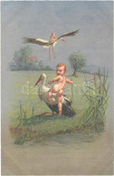 ** T2 Children With Stork. Litho - Unclassified