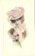 ** T1 Lady With Dianthus Flowers, M.Munk No. 450., S: R. R. V. Wichera - Sin Clasificación
