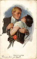 T3 1925 "Once Is No Custom" Lady Art Postcard, Romantic Couple. B.K.W.I. 223-3. Artist Signed (EB) - Sin Clasificación