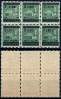 LUOGOTENENZA 1945 SESTINA MONUMENTI DISTRUTTI SOPR.L. 2 / C. 25 VARIETÀ SPAZIO TRA 2 E LIRE DOPPIO MNH SASSONE 525g/525 - Neufs