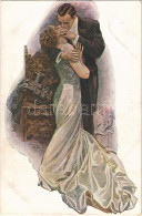 ** T2/T3 Romantic Couple Art Postcard. M.J.S. 024. S: Harrison Fisher (fl) - Unclassified