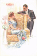 T2/T3 1920 Romantic Couple. Italian Lady Art Postcard. "ERKAL" No. 318/5. S: Usabal - Unclassified