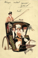 T2/T3 1899 Couple In Horse Cart, Litho (EK) - Non Classificati