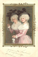 T2 Ladies In Frame, Meissner & Buch Künstlerpostkarten Serie 1091., Litho, Emb. S: M.S. - Ohne Zuordnung