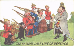 ** T2/T3 WWI "The Kaiser's Last Line Of Defence" Wilhelm II Mocking Anti-German Military Propaganda Art Postcard - Unclassified