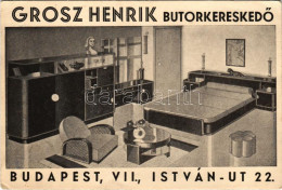 ** T2/T3 Grosz Henrik Bútorkereskedő Reklámlapja. Budapest, István út 22. / Hungarian Furniture Shop Advertisement Card  - Non Classificati