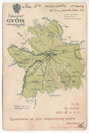 T2/T3 1900 Győr Vármegye Térképe. Kiadja Károlyi Gy. / Map Of Győr County (kis Szakadások / Small Tears) - Sin Clasificación