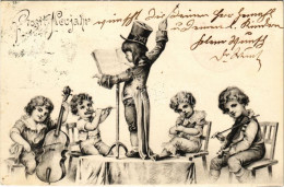 T2/T3 1903 Prosit Neujahr / New Year Greeting Art Postcard, Children's Band - Sin Clasificación