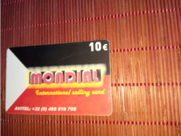 Prepaidcard Mondial Belgium 10 Euro Used  Rare - Cartes GSM, Recharges & Prépayées