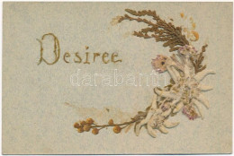 ** T2/T3 Desiree / Name Day Greeting Card With Real Flower - Unclassified