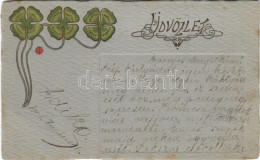 T2/T3 1901 Üdvözlet / Art Nouveau Greeting Card With Clovers. Emb. Litho (EK) - Sin Clasificación