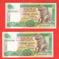 Sri Lanka 10 Rupie 1994 Ten Rupees Numeri Consecutivi - Sri Lanka