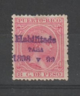 PUERTO-RICO:  1898  OVERPRINTED  -  8 C. NO  GLUE  -  YV/TELL. 165 - Porto Rico