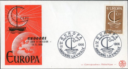 Europa CEPT 1966 Andorre Français - Andorra FDC5 Y&T N°178 - Michel N°198 - 60c EUROPA - 1966