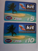 GREAT BRETAGNE/ 5 + 10  POUND/ KIT/ NAAFI SERVI TEL / BEACH ISLAND /PALMTREE   /  **15731 ** - BT Buitenlandse Uitgaven