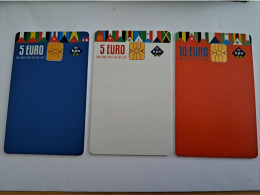 NETHERLANDS CHIPCARD  2X CARD  5 EURO / 1X 10 EURO /  FLAGS OF MANY COUNTRYS     /  USED   Cards  ** 15735 ** - Publiques